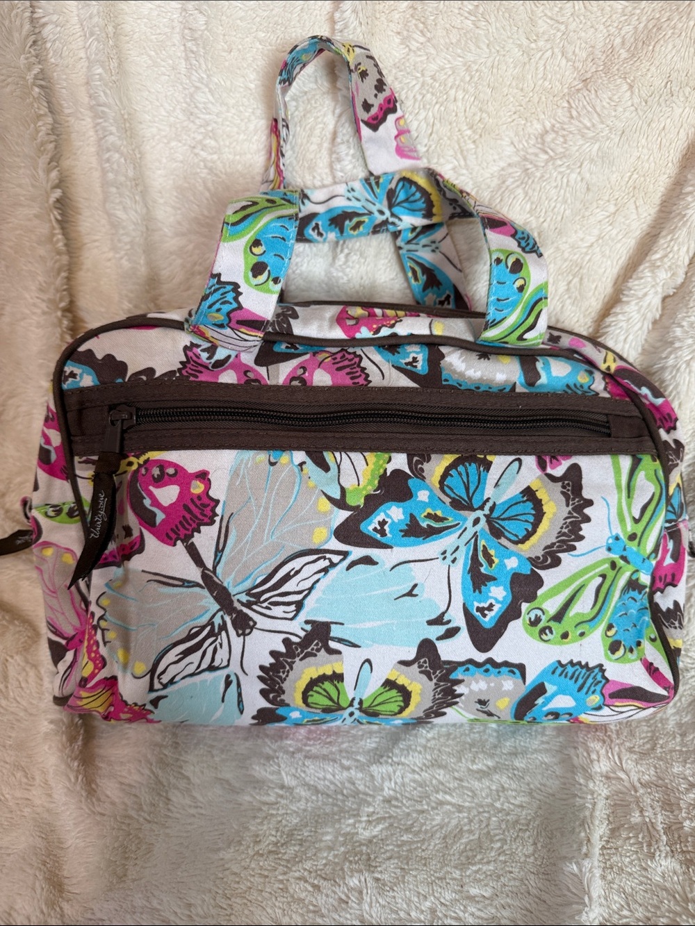 Thirty-One Butterfly Print Toiletry Bag Multi-Color Personalized Lilly Travel